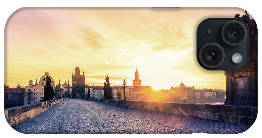 Arch iPhone Case featuring the photograph Charles Bridge In Prague At Early by Zodebala