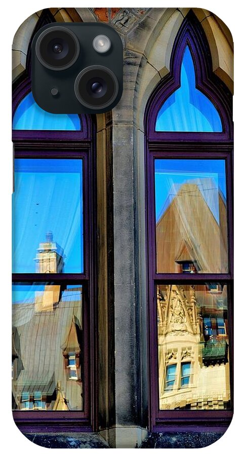 Architecture iPhone Case featuring the photograph Chateau Laurier - Parlaiment Window - Reflection # 1 by Jeremy Hall