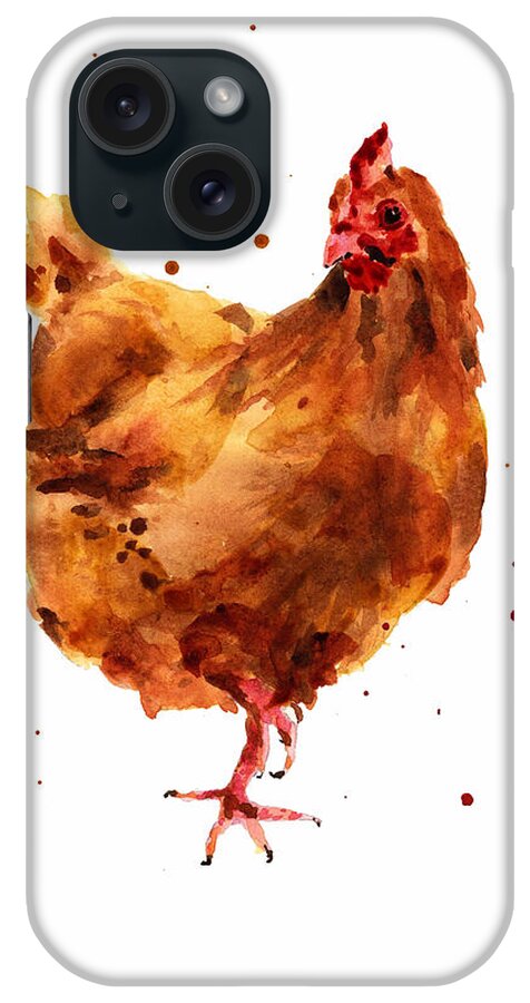 Animal Art iPhone Case featuring the painting Cheeky Chicken by Alison Fennell