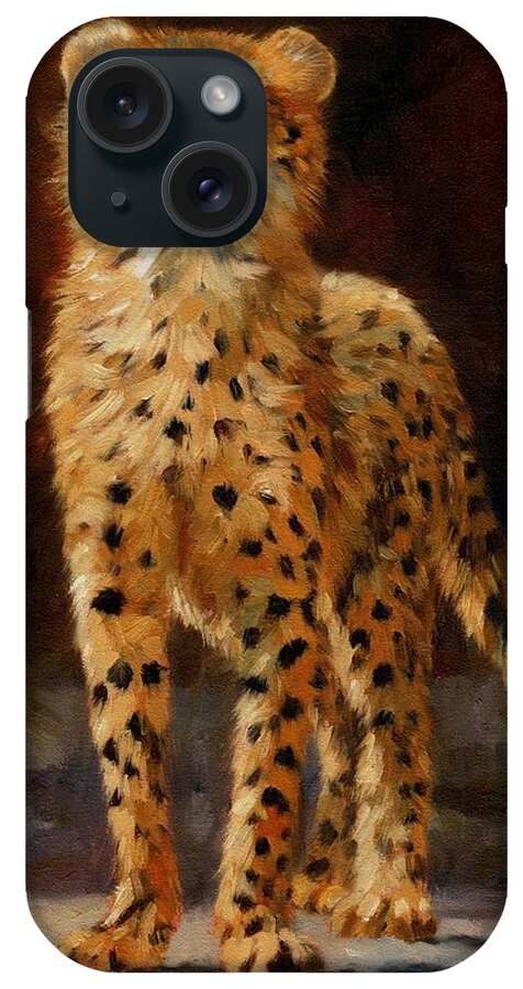 Cheetah iPhone Case featuring the painting Cheetah Cub by David Stribbling