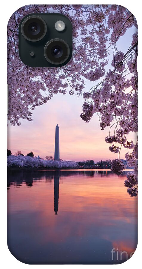 Washington iPhone Case featuring the photograph Cherry Blossom Sunrise by Oscar Gutierrez