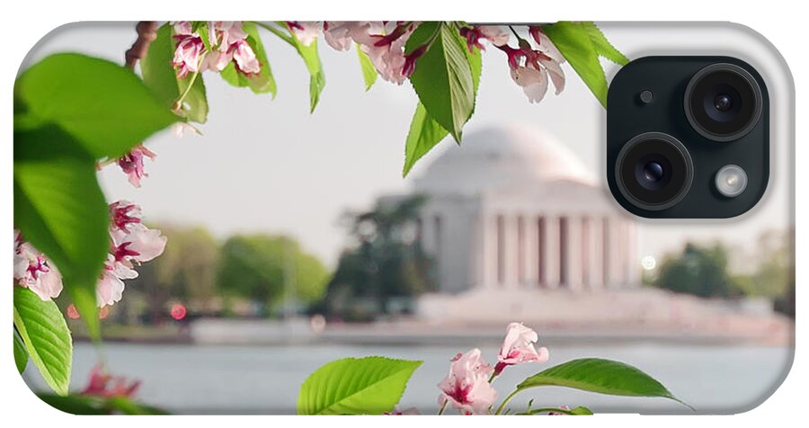 America iPhone Case featuring the photograph Cherry Blossoms and the Jefferson Memorial by Mitchell R Grosky