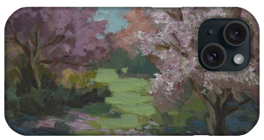 Cherry Trees iPhone Case featuring the painting Cherry Blossoms by Diane McClary