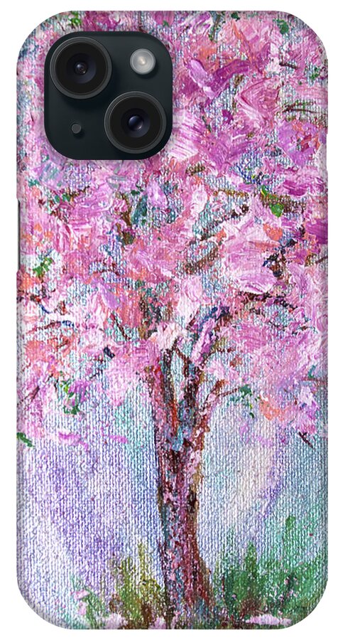 Cherry Blossoms iPhone Case featuring the painting Cherry Blossoms by Sally Quillin