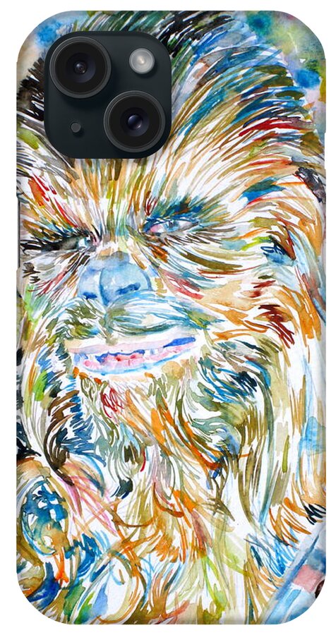 Chewbacca iPhone Case featuring the painting CHEWBACCA watercolor portrait by Fabrizio Cassetta