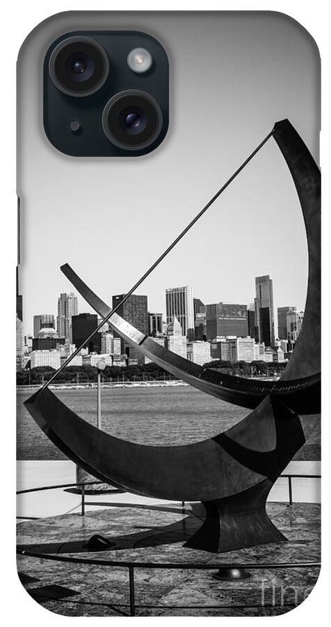 Adler iPhone Case featuring the photograph Chicago Adler Planetarium Sundial in Black and White by Paul Velgos