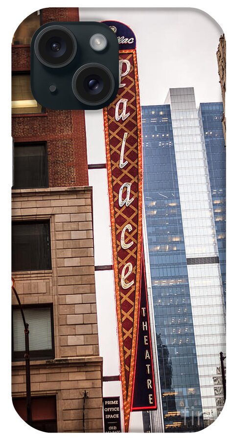 America iPhone Case featuring the photograph Chicago Cadillac Palace Theatre Sign by Paul Velgos