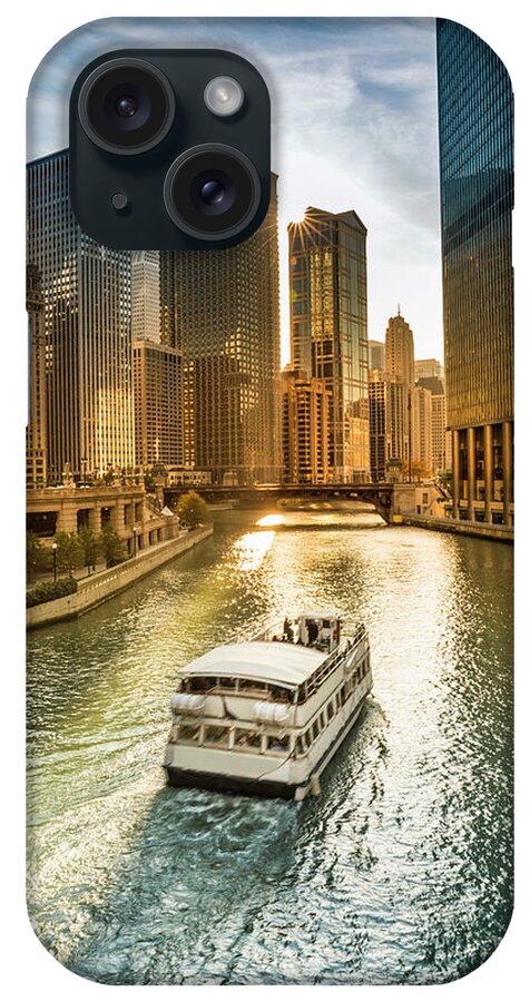 Downtown District iPhone Case featuring the photograph Chicago Cityscape And River by Pgiam