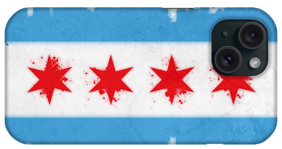 Chicago iPhone Case featuring the painting Chicago Flag by Mike Maher