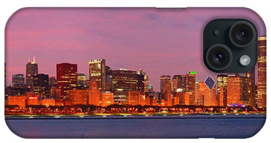 Chicago Skyline Dusk iPhone Case featuring the photograph Chicago Skyline at DUSK 2008 Panorama by Jon Holiday