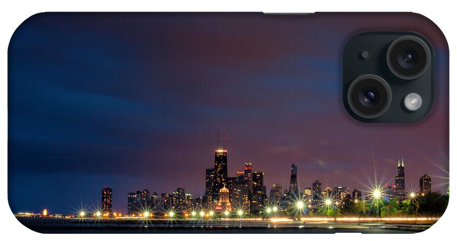Chicago iPhone Case featuring the photograph Chicago Skyline at Night by Lauri Novak