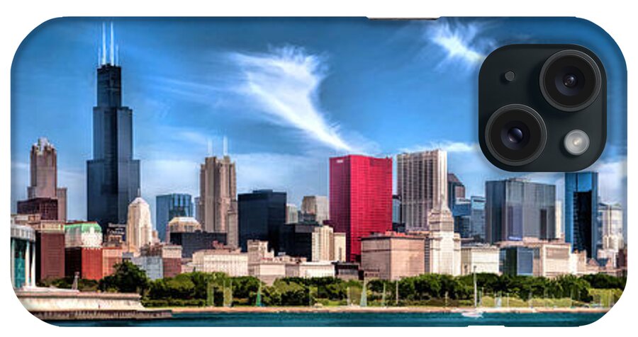 Chicago iPhone Case featuring the painting Chicago Skyline Panorama by Christopher Arndt