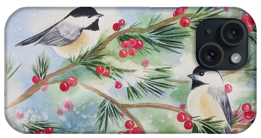 Chickadees iPhone Case featuring the painting Chickadees by Deborah Ronglien