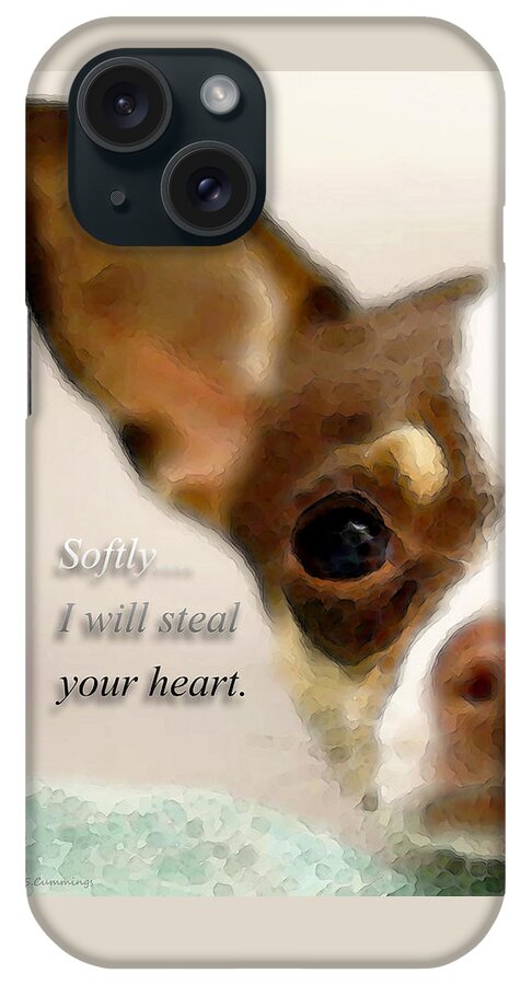 Chihuahua iPhone Case featuring the painting Chihuahua Dog Art - The Thief by Sharon Cummings
