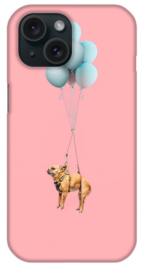 Chihuahua iPhone Case featuring the photograph Chihuahua Dog Floating With Balloons by Ian Ross Pettigrew