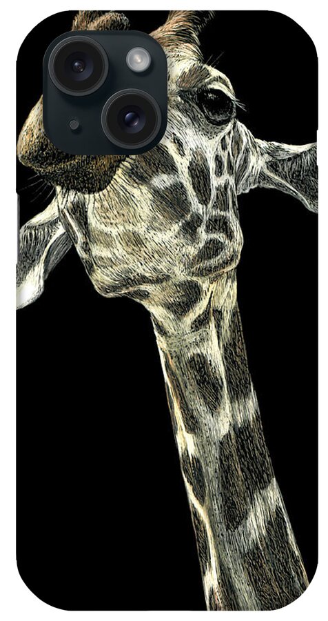 Giraffe iPhone Case featuring the drawing Chin Up by Ann Ranlett