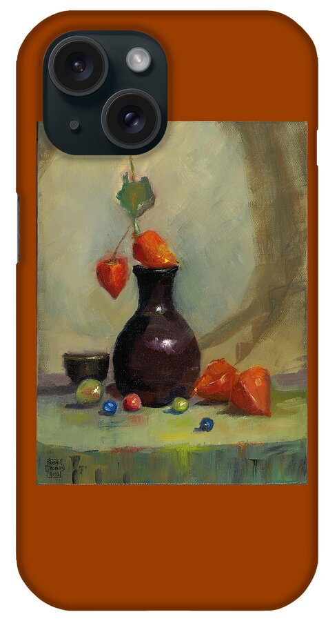 Marbles iPhone Case featuring the painting Chinese Lanterns and Marbles by Susan Thomas