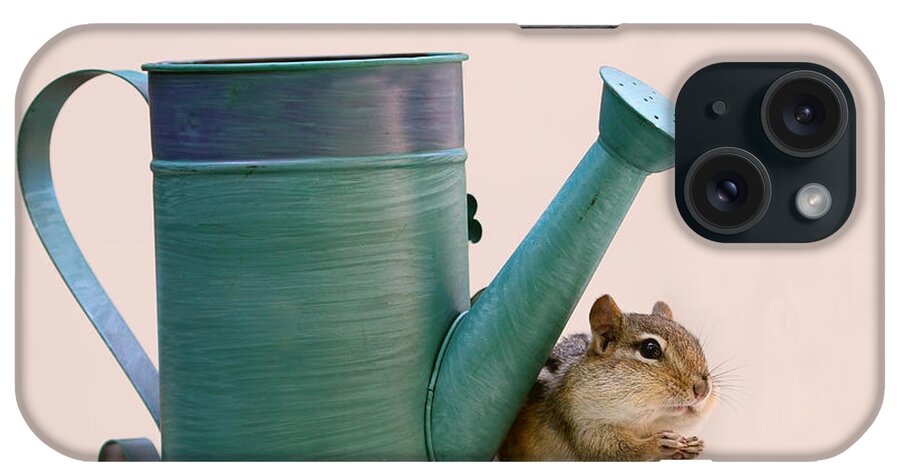 Chipmunks iPhone Case featuring the photograph Chipmunk and Watering Can by Peggy Collins