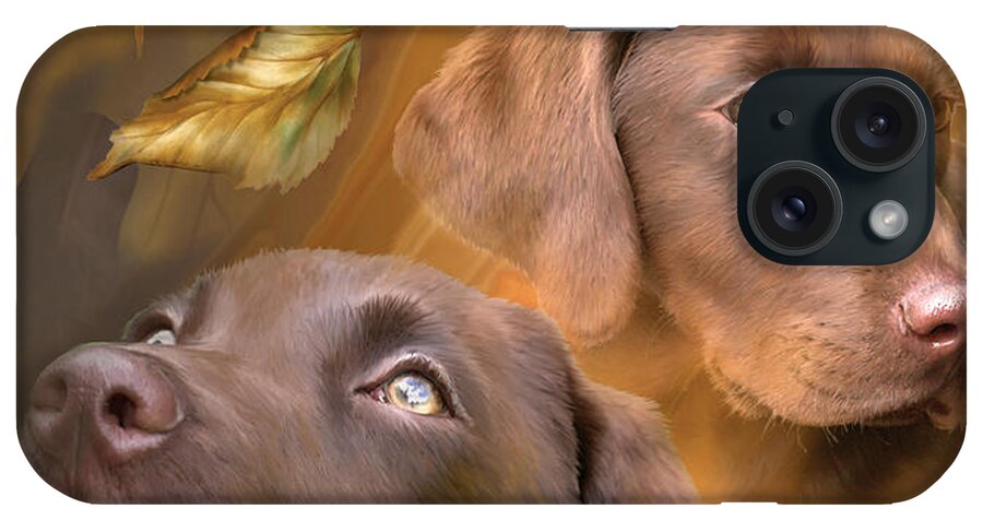 Lab iPhone Case featuring the mixed media Chocolate Lab by Carol Cavalaris