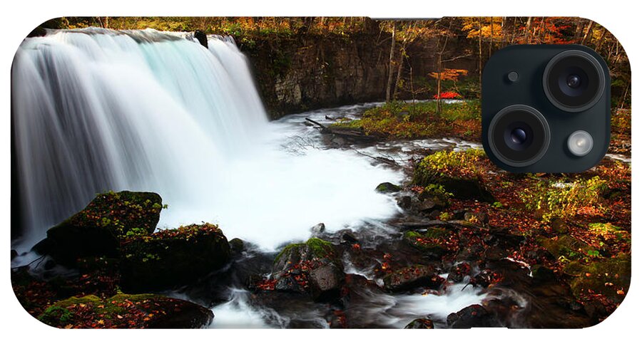 Waterfall iPhone Case featuring the photograph Choushi - Ootaki Waterfall in Autumn by Brad Brizek