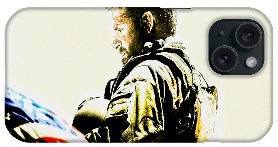 Sniper iPhone Case featuring the mixed media Chris Kyle by Brian Reaves