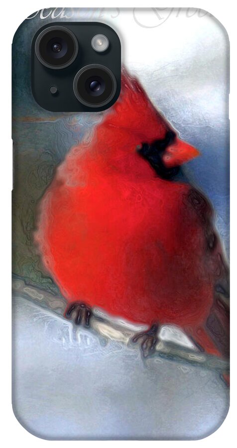 Cardinal iPhone Case featuring the digital art Christmas Card - Cardinal by Pennie McCracken