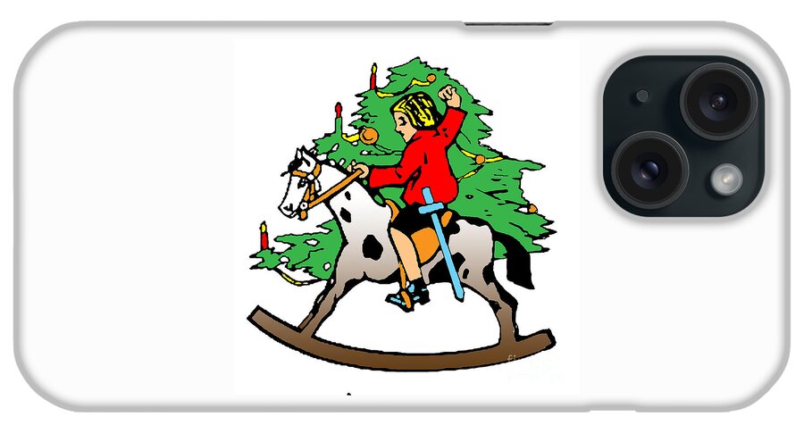 Christmas iPhone Case featuring the digital art Christmas Hobby Horse by Art MacKay