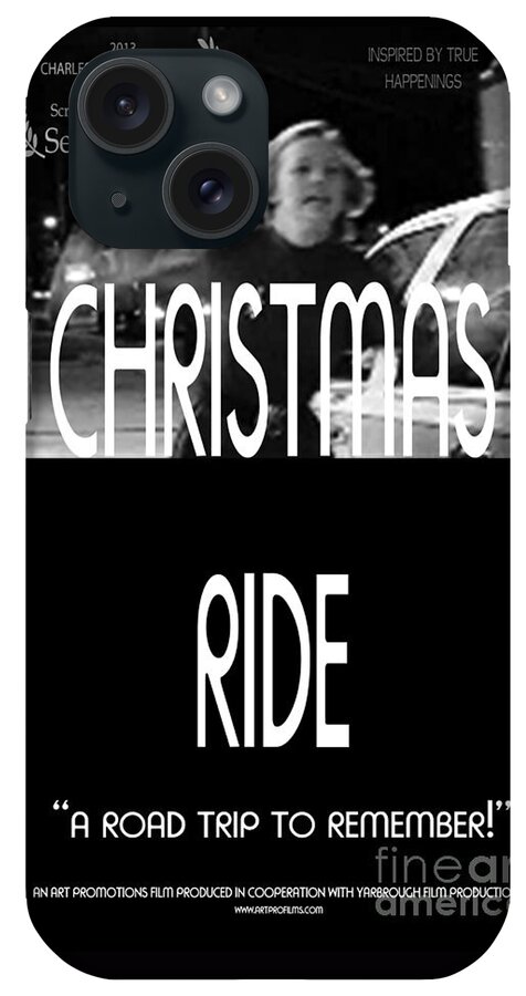 Movie Posters iPhone Case featuring the digital art Christmas Ride Poster B and W by Karen Francis