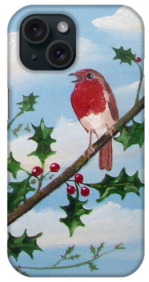 Robin iPhone Case featuring the painting Christmas Robin by Asa Jones