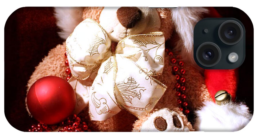 Teddy iPhone Case featuring the photograph Christmas Teddy by Terri Waters