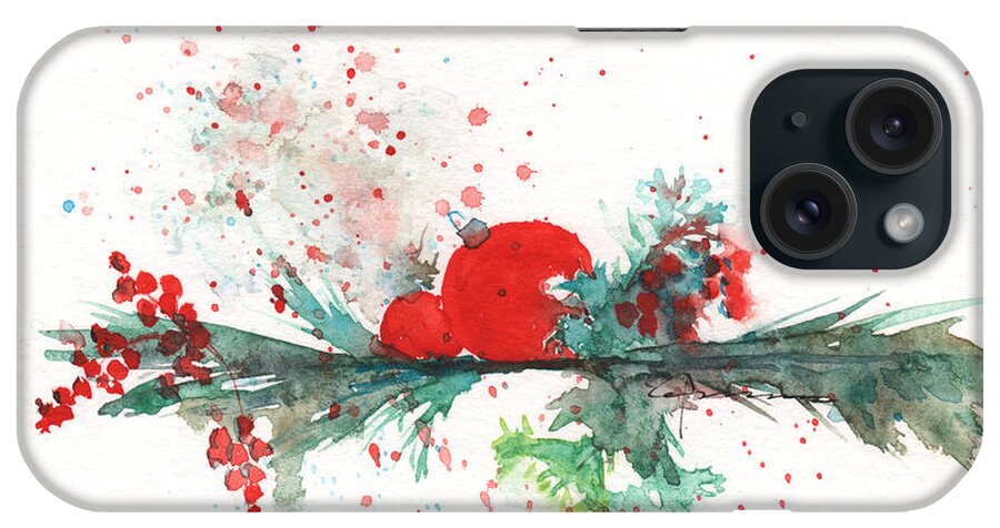 Christmas iPhone Case featuring the painting Christmas Theme 2 by Claudia Hafner