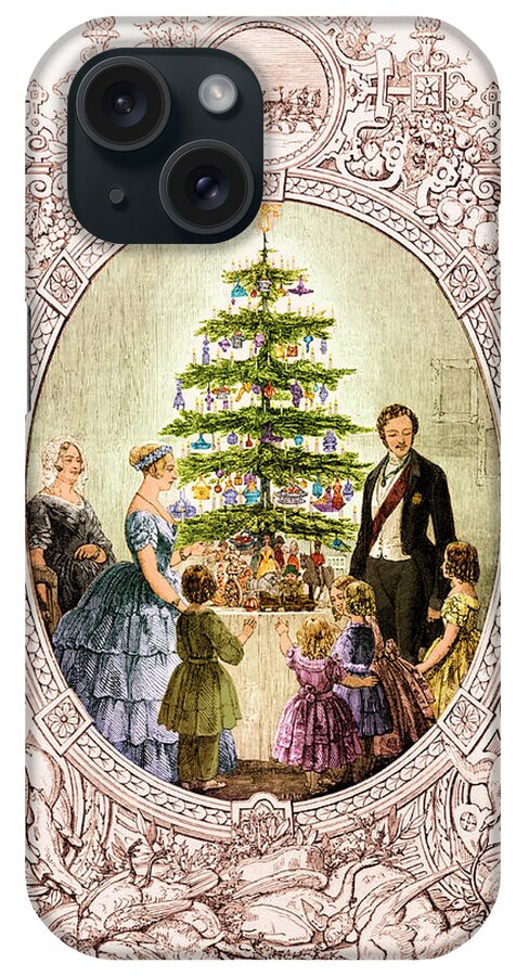 Holiday iPhone Case featuring the photograph Christmas Tree At Windsor Castle 1848 by Photo Researchers