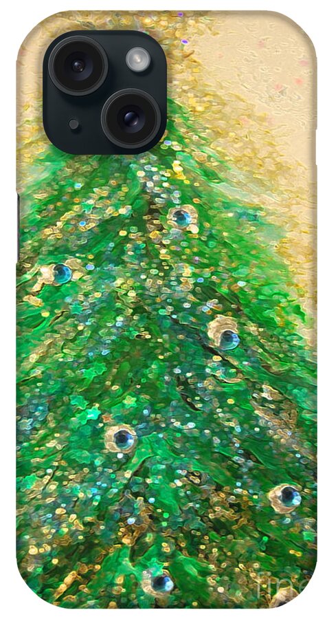  iPhone Case featuring the painting Christmas Tree Gold by jrr by First Star Art
