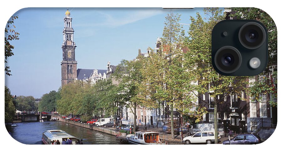 Photography iPhone Case featuring the photograph Church Along A Channel In Amsterdam by Panoramic Images