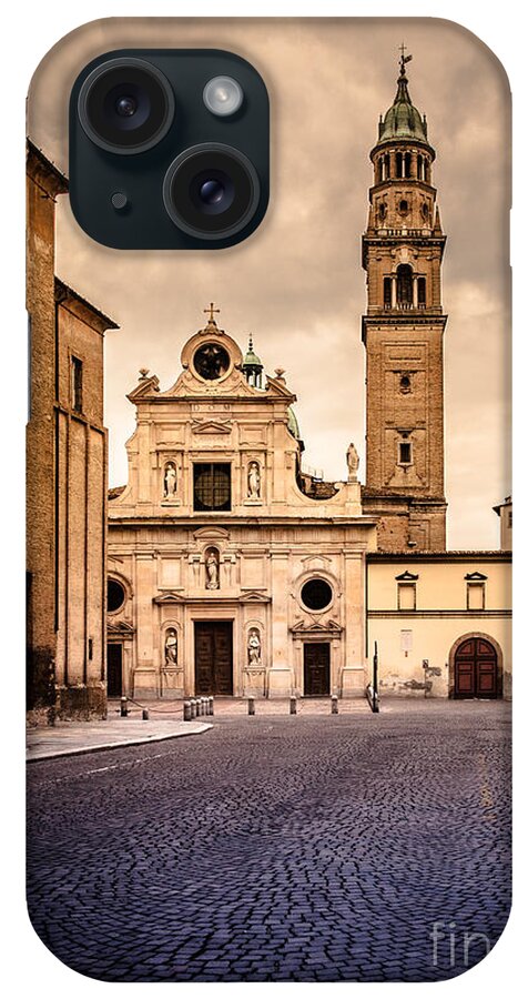 Architecture iPhone Case featuring the photograph Church and bell tower in Parma Italy by Silvia Ganora