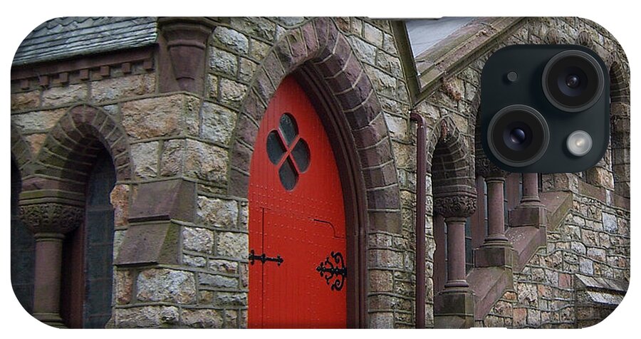 Red Door iPhone Case featuring the photograph Church Door by Val Miller