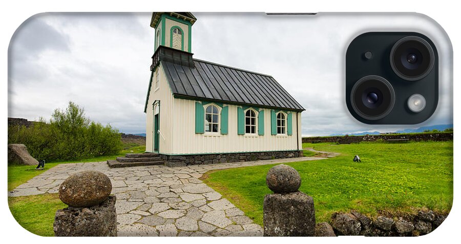 Church iPhone Case featuring the photograph Church Pingvallakirkja South Iceland Pingvellir by Matthias Hauser