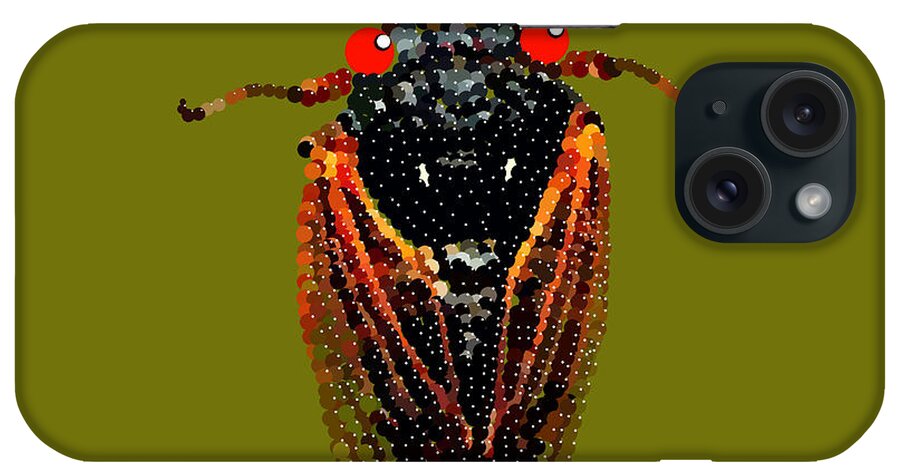  iPhone Case featuring the digital art Cicada in Green by R Allen Swezey