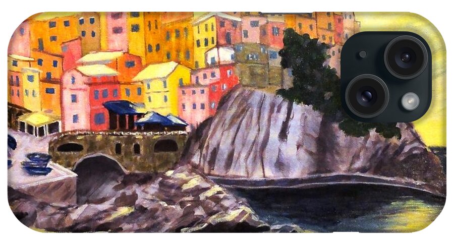 Cinque Terre Ligurian iPhone Case featuring the painting Cinque Terre Sunrise by Diane Arlitt
