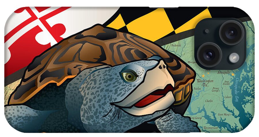 Chesapeake Bay iPhone Case featuring the digital art Citizen Terrapin Maryland's Turtle by Joe Barsin