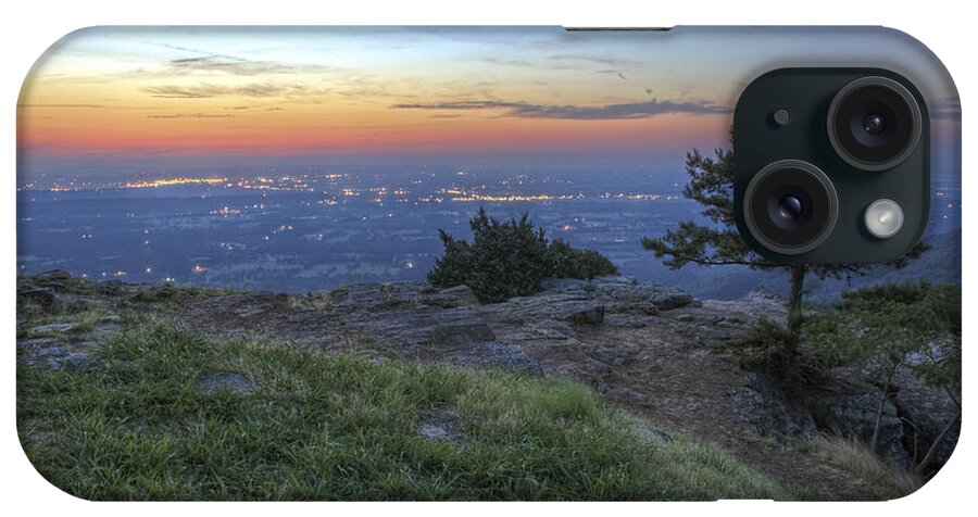 Mt. Nebo iPhone Case featuring the photograph City Lights from Sunrise Point at Mt. Nebo - Arkansas by Jason Politte