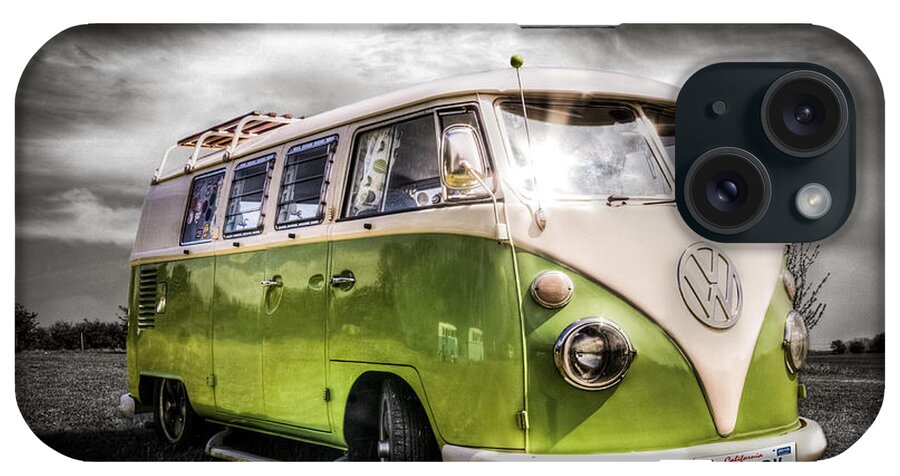 Vw iPhone Case featuring the photograph Classic green VW Campavan by Ian Hufton