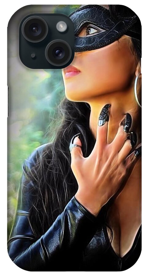 Fantasy iPhone Case featuring the painting Claws Of The Cat Woman by Jon Volden