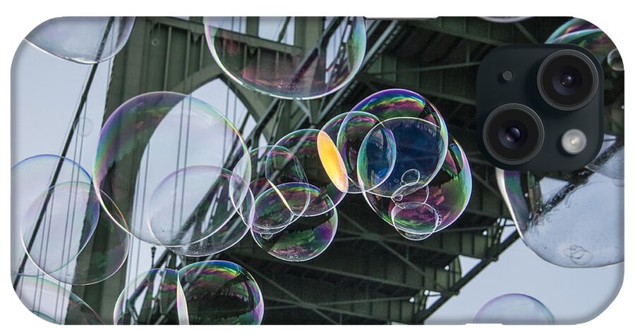 Bubbles iPhone Case featuring the photograph Cleaning the Bridge with Bubbles by Jean Noren