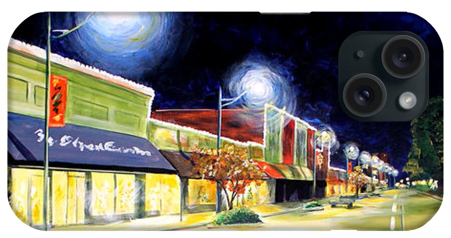 Cleveland Mississippi iPhone Case featuring the painting Cleveland Mississippi at Night by Karl Wagner