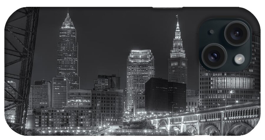 Clarence Holmes iPhone Case featuring the photograph Cleveland Night Skyline IV by Clarence Holmes
