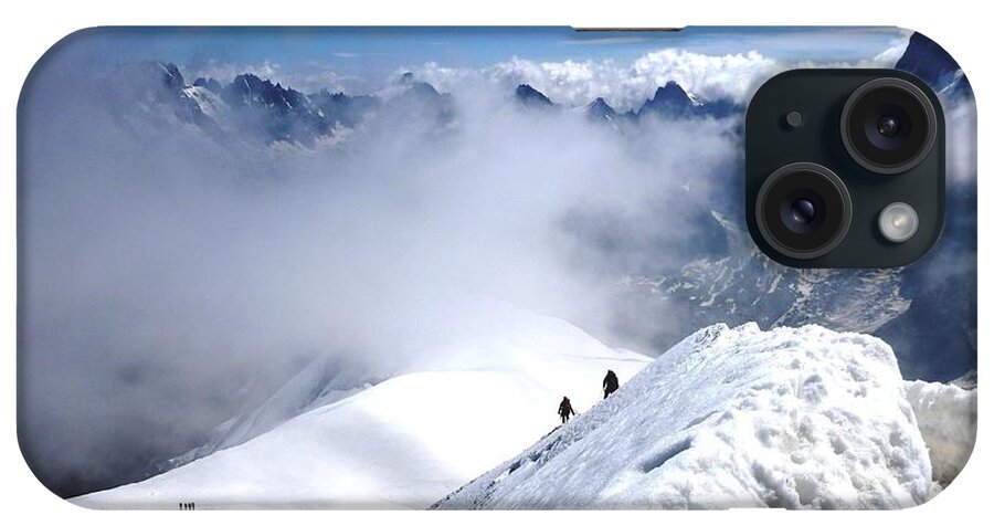 Climbing iPhone Case featuring the photograph Climbing to the Aiguille du Midi by Cristina Stefan