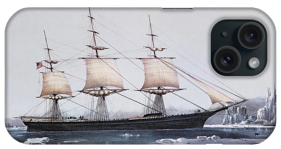 Ice Floes iPhone Case featuring the painting Clipper Ship Red Jacket in the ice off Cape Horn on her passage from Australia to Liverpool by American School