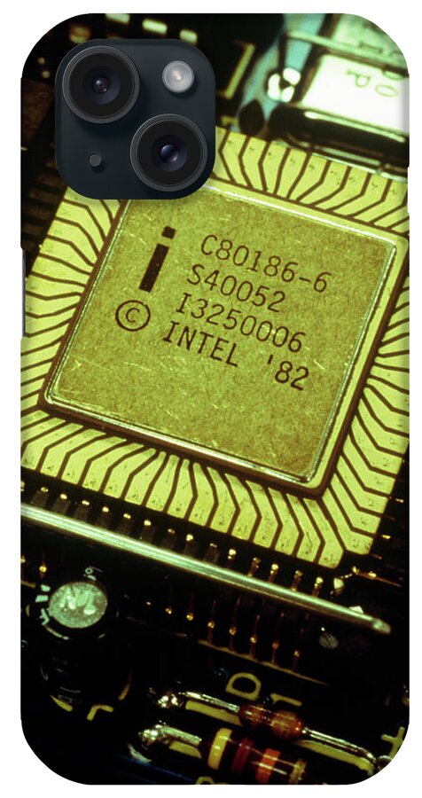 Cpu iPhone Case featuring the photograph Close-up Of Intel 186 Chip Of Orb Computer by Jerry Mason/science Photo Library.