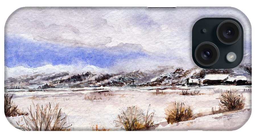 Montana iPhone Case featuring the painting Clouds on the Bridgers by Suzanne Krueger
